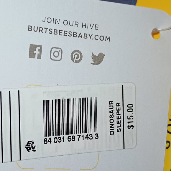 Burt's Bees Baby® Baby Boys' Dinosaur Snug Fit Footed Pajama - Dark Blue 12M - Picture 9 of 10